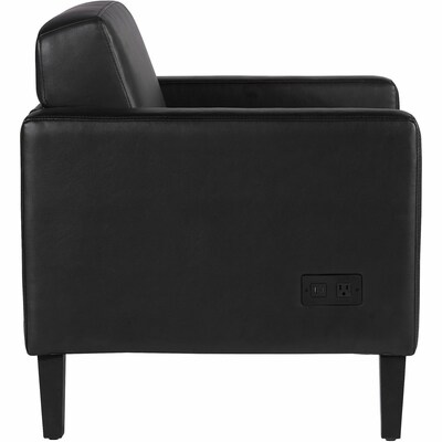 Lorell Soft-Seating Club Chair with Power Charging, Black (LLR86952)