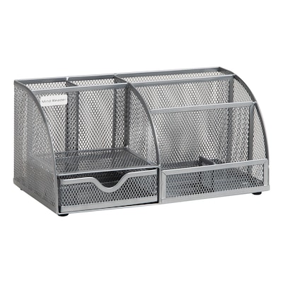 Mind Reader 7-Compartment Metal Desk Organizer File and Accessory Storage, Silver (JOEORG-SIL)