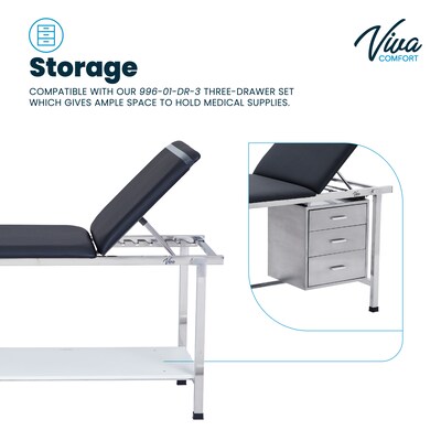 Viva Comfort Adjustable Exam Table, 440 lbs. Capacity, Black (ADI996-02-BLK-MK)