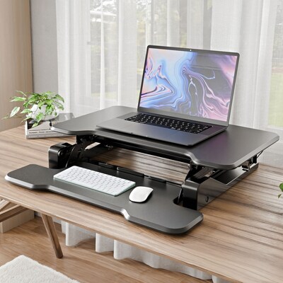 Mount-It! 30" W Manual Rectangular Adjustable Standing Desk Converter, Black (MI-15009S)