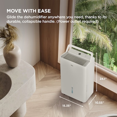 TCL 50-Pint Portable Dehumidifier, 3-Speed, Covers up to 4500 sq. ft., White (T50DC9R)