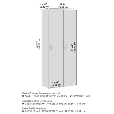 Bush Business Furniture Assure 72"H Single Tier Platinum Gray Storage Lockers (AUS230PGK)