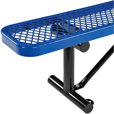 Global Industrial 6' Outdoor Steel Flat Bench, Expanded Metal, Blue (277156BL)