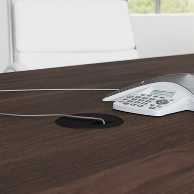Bush Business Furniture 120W x 48D Boat Shaped Conference Table with Metal Base, Black Walnut (99TBM120BWSVK)