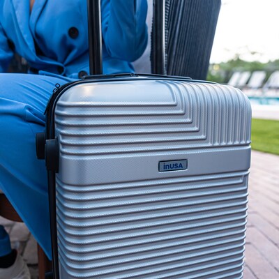 InUSA Resilience 20" Hardside Carry-On Suitcase, 4-Wheeled Spinner, TSA Checkpoint Friendly, Silver (IURES00S-SIL)