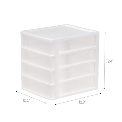 Iris 4-Drawer Desktop Unit, White/Clear, 2/Pack (587013)