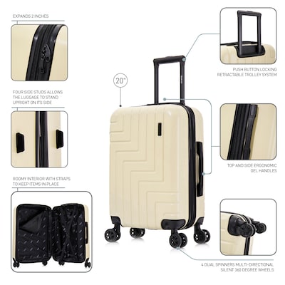 DUKAP Zahav 22.04" Hardside Carry-On Suitcase, 4-Wheeled Spinner, TSA Checkpoint Friendly, Sand (DKZAH00S-SAN)
