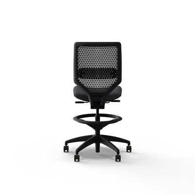HON Solve Armless ReActiv/Vinyl Task Stool with Backrest and Footrest, Charcoal/Basalt (HSLVSMR.Y1.N.H.0S.SX23.BL.SB.T)