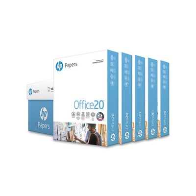 HP Office20 8.5 x 11 Multipurpose Paper, 20 lbs., 92 Brightness, 500 Sheets/Ream, 5 Reams/Carton (