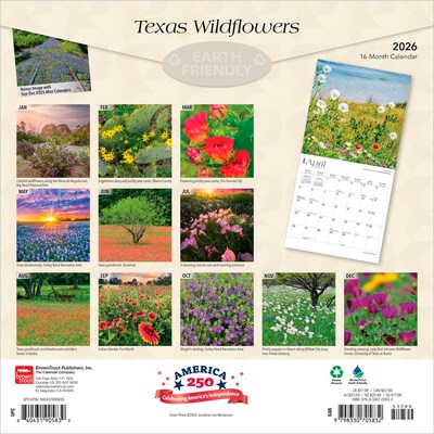 2026 BrownTrout Texas Wildflowers 12 x 12 Monthly Wall Calendar (9798330705832)