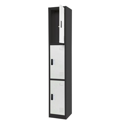 AdirOffice 72"H 3-Tier Black/White Storage Locker (ADI629-203-B-W-DL)