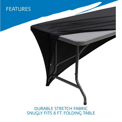 Iceberg 96"L x 30"W Stretch-Fabric Table Cover, Black (16531)