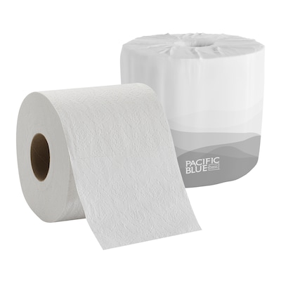 Pacific Blue Basic Standard Toilet Paper, 2-Ply, White, 550 Sheets/Roll, 80 Rolls/Carton (19880/01)