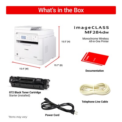 Canon imageCLASS MF284dw Wireless Black & White Laser Printer, All-In-One, Print, Scan, Copy (6354C019)