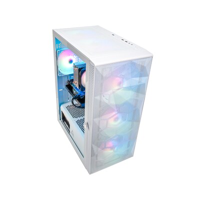 Skytech Gaming Storm Desktop Computer, AMD Ryzen 5 5600G, 16GB RAM, 1TB SSD, Intel Arc A380 6GB Graphics, Windows 11, White