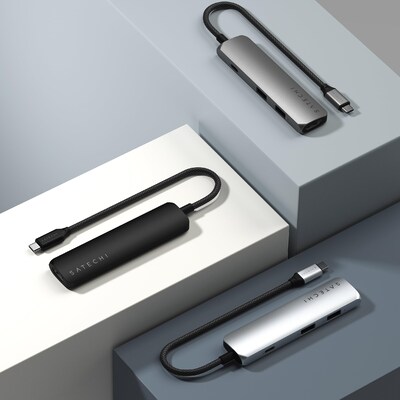 Satechi 4-in-1 4K USB-C Slim Multiport Adapter, Black (ST-P4SK)