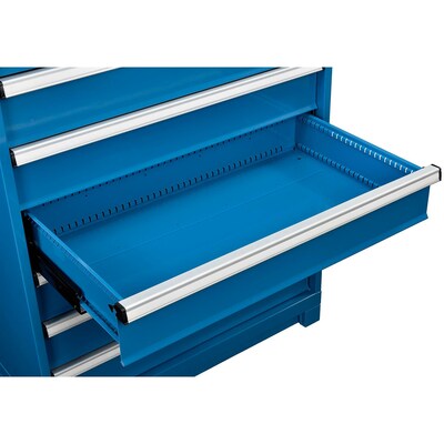 Global Industrial Modular Drawer Cabinet, 9 Drawers, w/Lock, 36"W x 24"D x 57"H, Blue