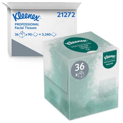 Kleenex Naturals Facial Tissue, 2-ply, 95 Tissues/Box, 36 Boxes/Pack (21272)
