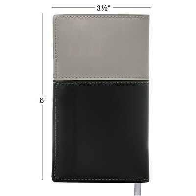 2027 Excello Brands 3.5" x 6" Weekly & Monthly Standard Planner, Paperboard Cover, Gray/Black (PKT-CY27-GY-PEN)