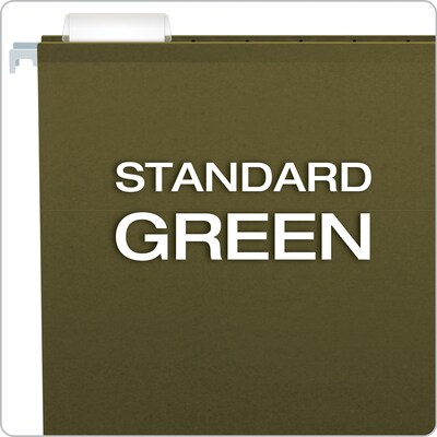 Pendaflex Reinforced Hanging File Folders, 1/5-Cut Tab, Letter Size, Standard Green, 25/Box (PFX 4152 1/5 GREEN)