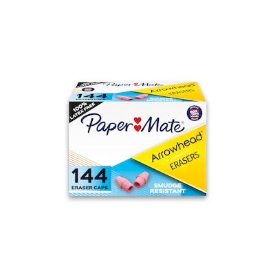 Paper Mate Arrowhead Cap Erasers, Pink, 144/Box (73015)