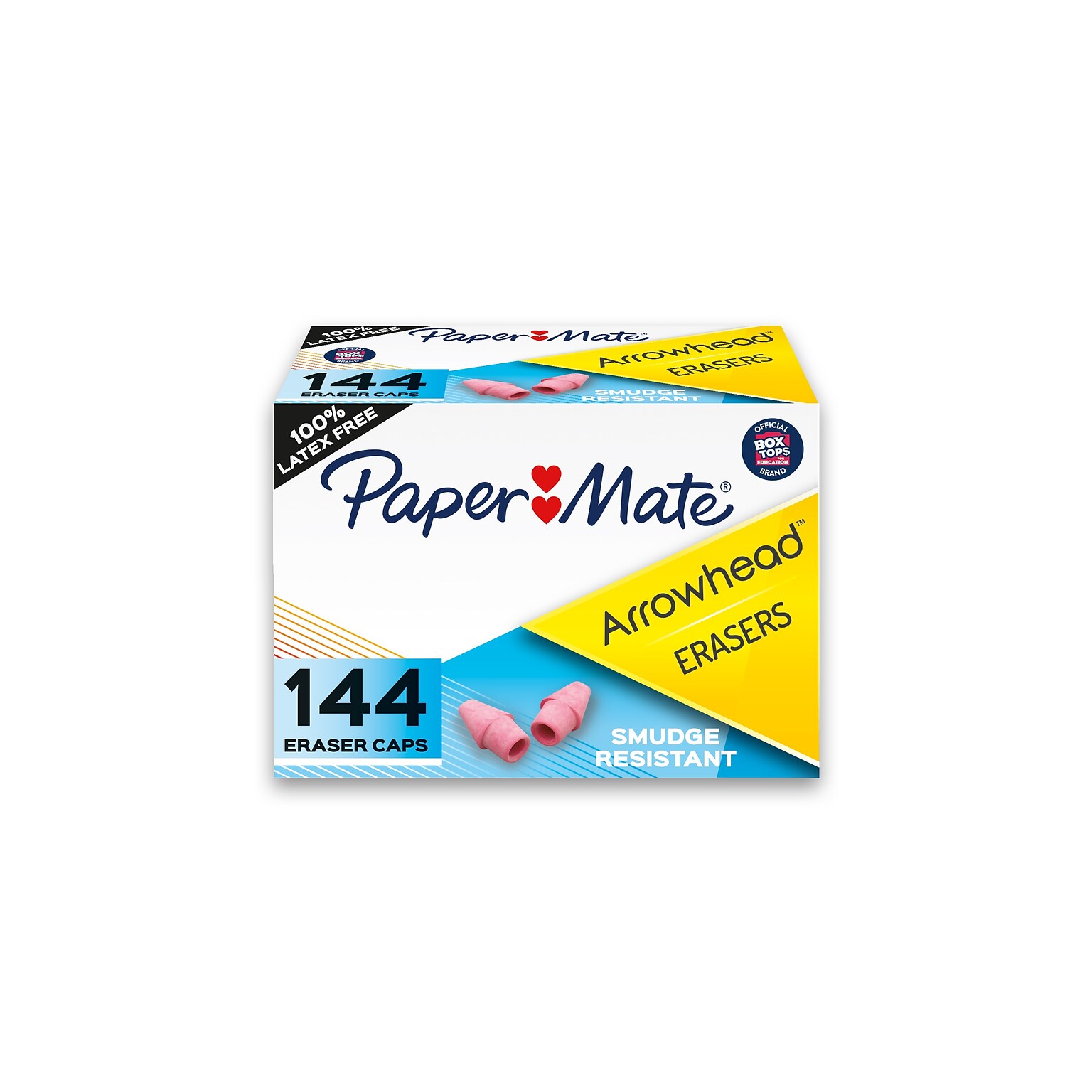 Paper Mate Arrowhead Cap Erasers, Pink, 144/Box (73015)