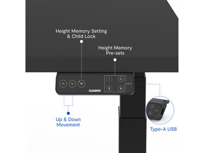 FlexiSpot E7 Pro 55"W Electric Adjustable Chipboard Standing Desk, Black (E7BPRO5528-B)