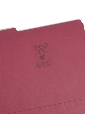 Smead Reinfocred File Folder, 3 Tab, Letter Size, Maroon, 100/Box (13084)