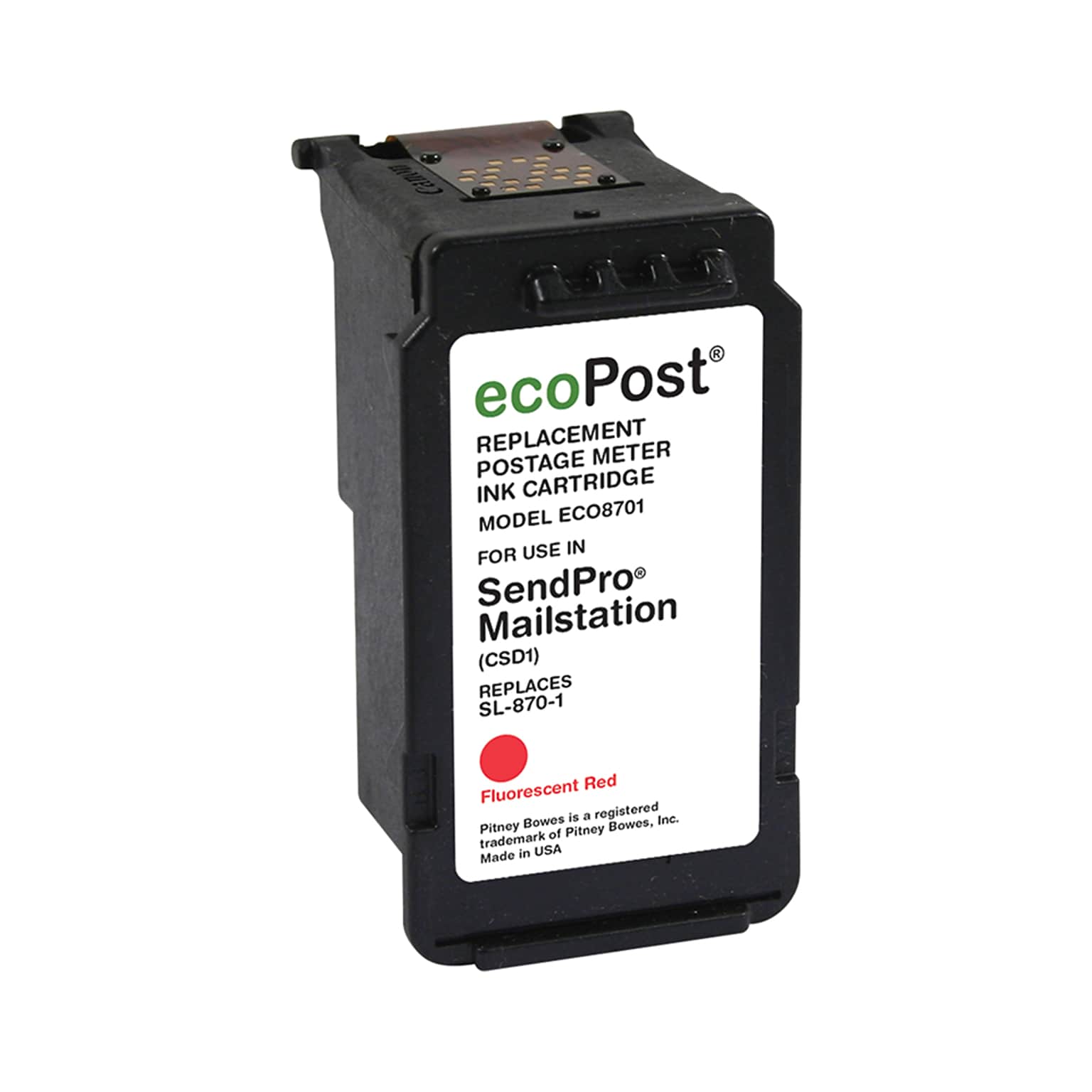 EcoPost Replacement Ink Cartridge for Pitney BowesSL-870-1 Postage Meter (QULECO8701D)