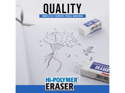 Pentel Hi-Polymer Block Eraser, White, 10/Box (ZEH10PC10)