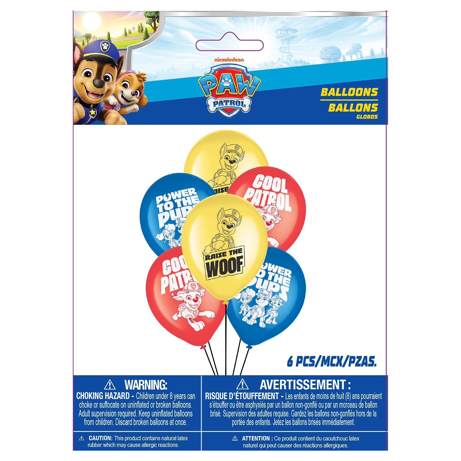 Party City 12 Paw Patrol Latex Balloons, Assorted Colors, 6/Pack (AM60010024)