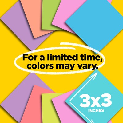 Post-it Super Sticky Notes, 3" x 3", Supernova Neons Collection, 70 Sheet/Pad, 24 Pads/Pack (654-24SSMIA-CP)