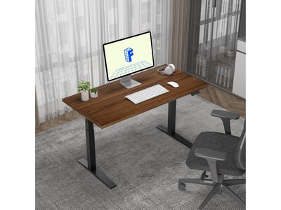 FlexiSpot E7 Pro 60"W Electric Adjustable Standing Desk, Black Walnut/Black (E7BPRO6030-BW)