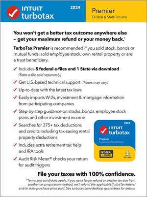 TurboTax Premier 2024 for 1 User, Windows/Mac, Download (5108996)