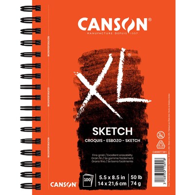 Canson XL Series 5.5 x 8.5 Wire Bound Sketch Pad, 100 Sheets/Pad, 3/Bundle (MCXC40007738106-3)