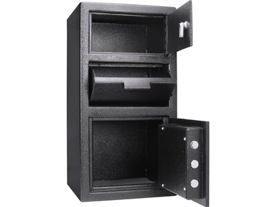 Barska Dual-Compartment Steel Depository Safe with Keypad Lock, 0.72/0.78 cu. ft., Black (AX13310)