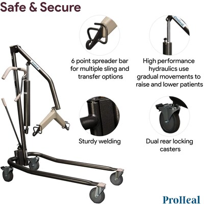 ProHeal Hydraulic Full Body Patient Lift, 6-Point Spreader, 450 lb. Capacity (PHP-32475)