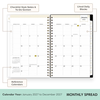 2027 Blue Sky Day Designer 5" x 8" Weekly & Monthly Planner, White/Black (161669)
