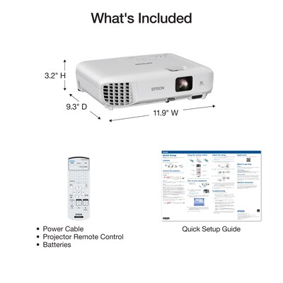 Epson EX3290 3-Chip 3LCD WXGA Projector, White (V11HB57020)