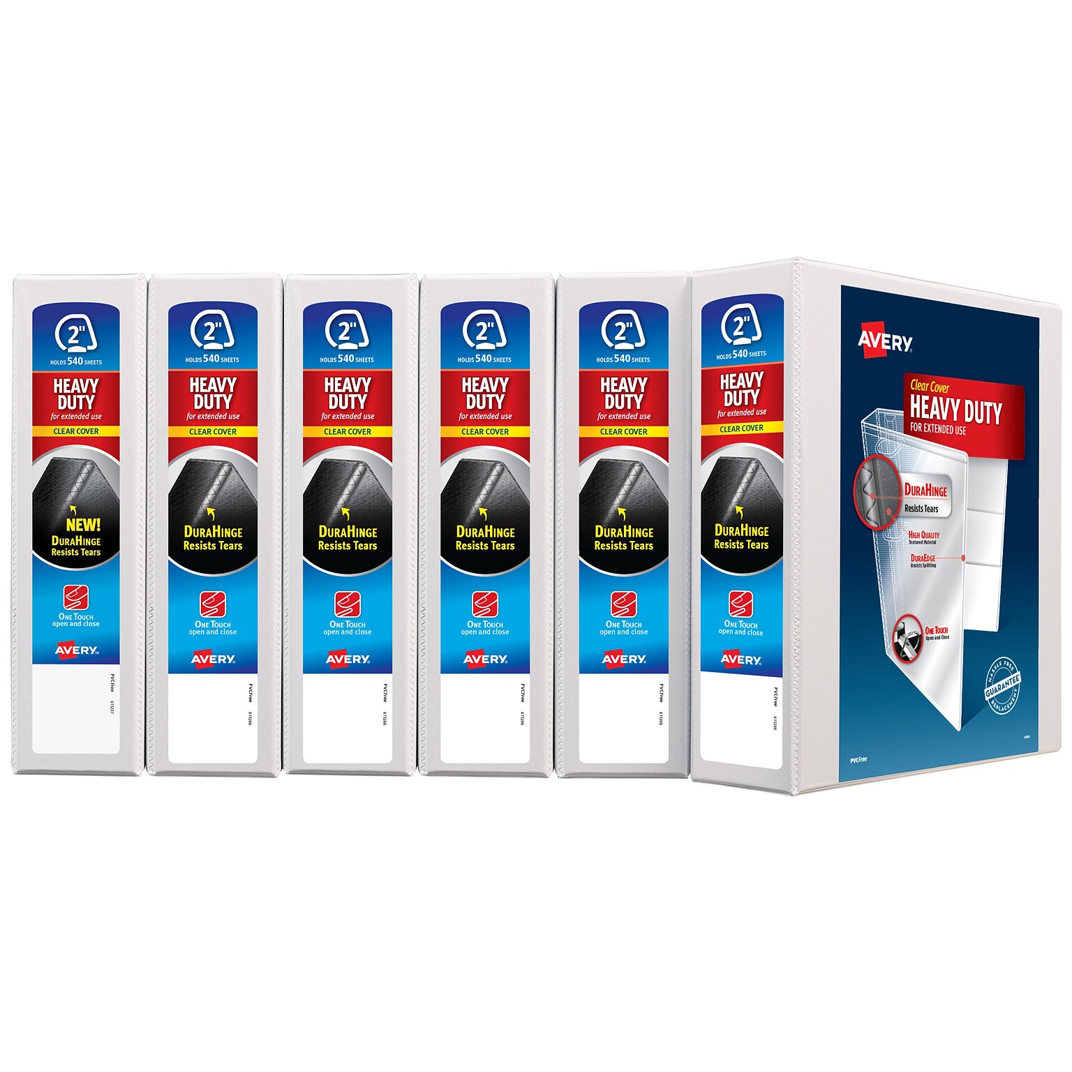 Avery Heavy Duty 2 3-Ring View Binders, D-Ring, White, 6/Pack (79192CT)