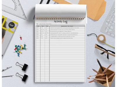 Better Office Activity Log Notepad & Refill, 8.5 x 11, Ruled, White, 50 Sheets/Pad, 3 Pads/Pack (2