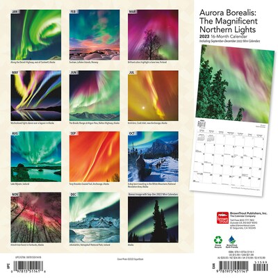2023 BrownTrout Aurora Borealis: The Magnificent Northern Lights 12 x 12 Monthly Wall Calendar (97