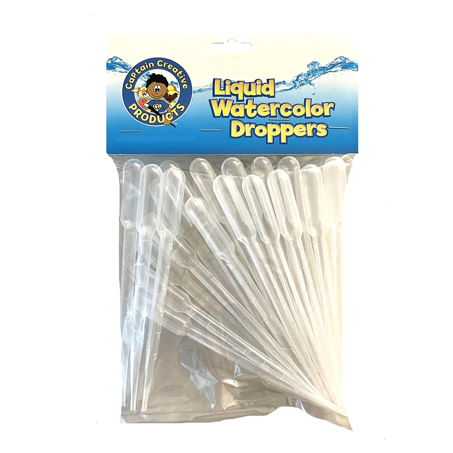 Captain Creative Liquid Watercolor Droppers, Clear, 40/Pack (APICCP140)