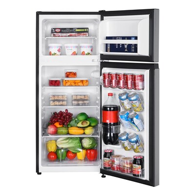 Magic Chef 4.5 Cu. Ft. Energy Star Mini Refrigerator with Freezer, Platinum Steel (HMDR45PS)
