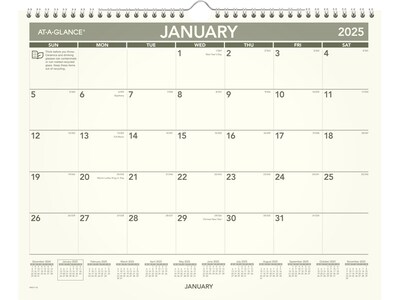 2025 AT-A-GLANCE Recycled 15 x 12 Monthly Wall Calendar, Green/Black (PMG77-28-25)