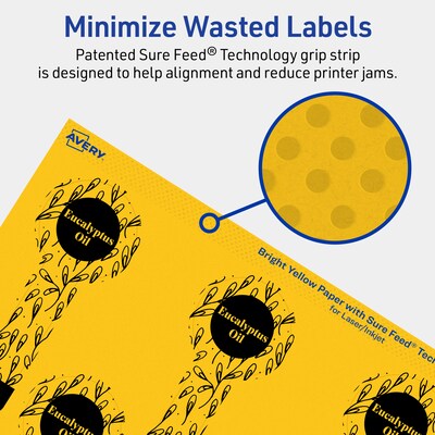 Avery Lollipop Laser/Inkjet Multipurpose Labels, 1.5" x 4", Bright Yellow (80/Pack)