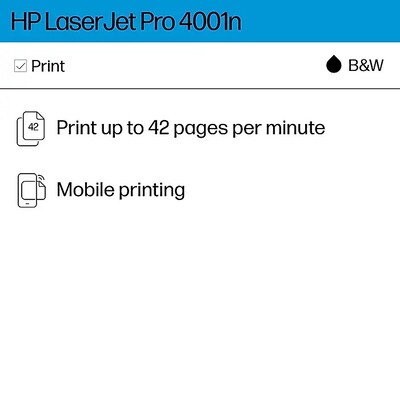 HP LaserJet Pro 4001n Printer, 3-Year Warranty with Next Day Replacement & Toner Discounts Smart Bundle