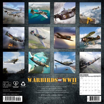 2027 Willow Creek Warbirds of WWII 12 x 12 Monthly Wall Calendar, Assorted Colors (62821)