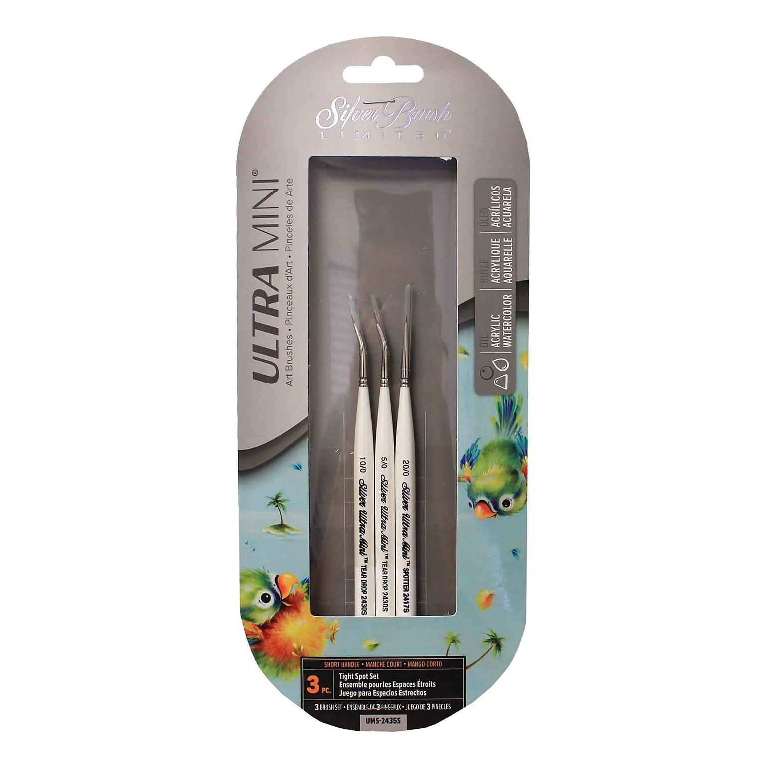 Silver Brush Synthetic Brushes, Assorted, 3/Pack (SLVUMS2435S)