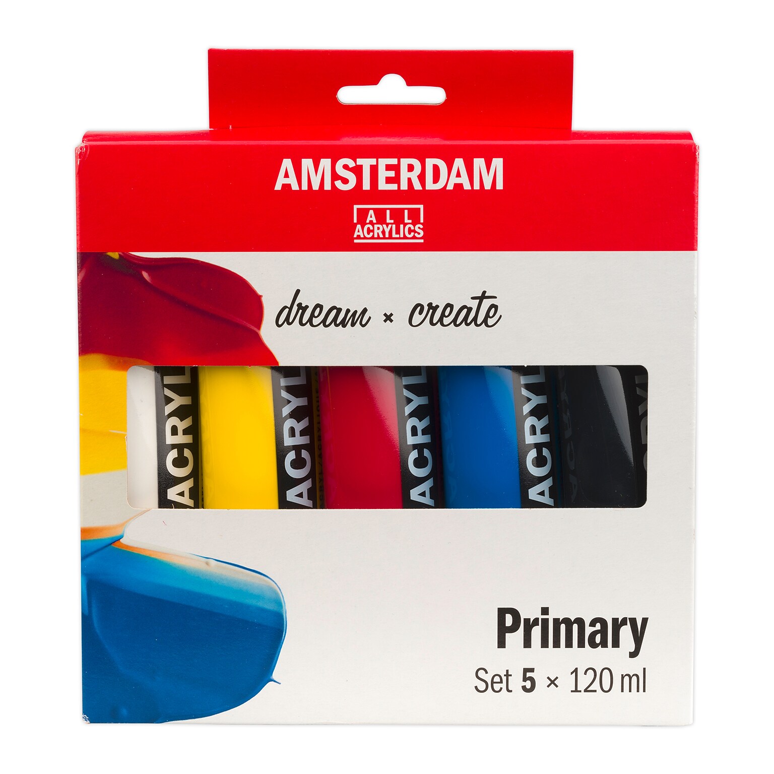 Amsterdam Primary Acrylic Paint, Assorted Colors, 5/Pack (AMS17791905)